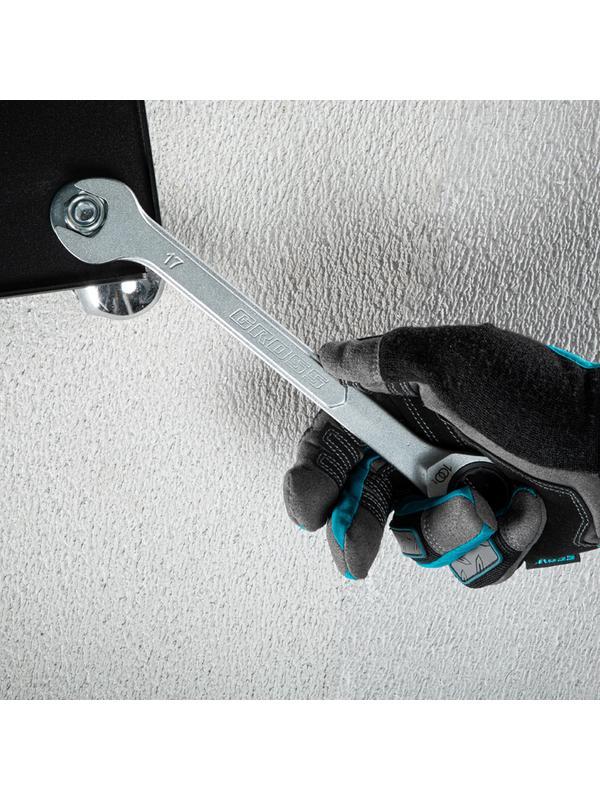 Ключ комбинированный трещоточный, 17 мм, количество зубьев 100 Gross