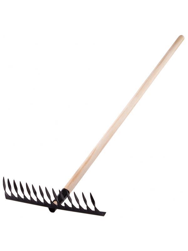 Грабли стальные, 350х1300 мм, 14 витых зубьев, деревянный черенок, Россия, Сибртех