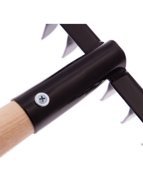 Грабли стальные, 350х1300 мм, 14 витых зубьев, деревянный черенок, Россия, Сибртех