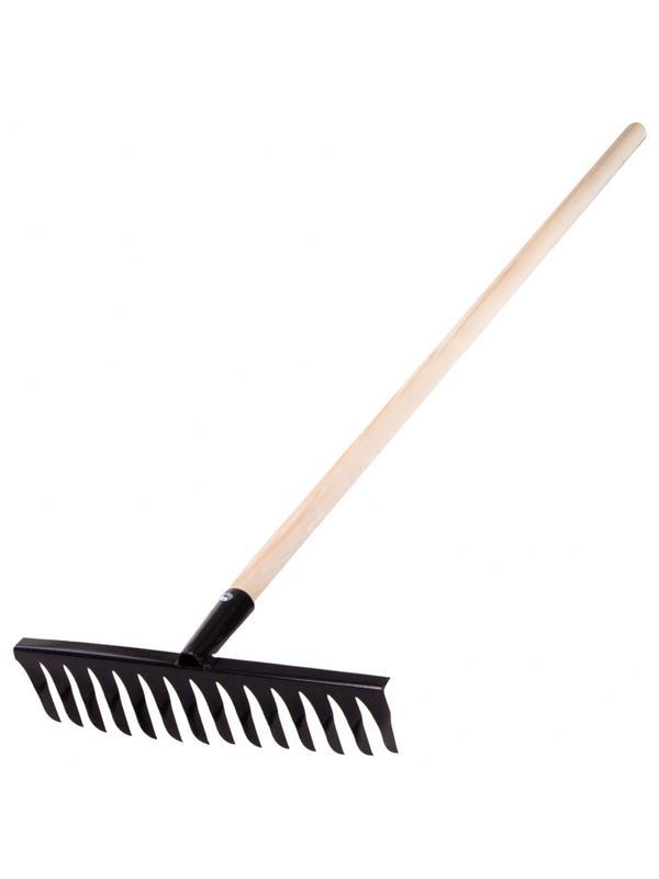 Грабли стальные, 350х1300 мм, 14 витых зубьев, деревянный черенок, Россия, Сибртех