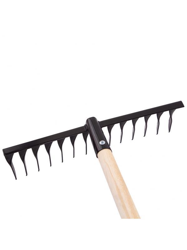 Грабли стальные, 350х1300 мм, 14 витых зубьев, деревянный черенок, Россия, Сибртех