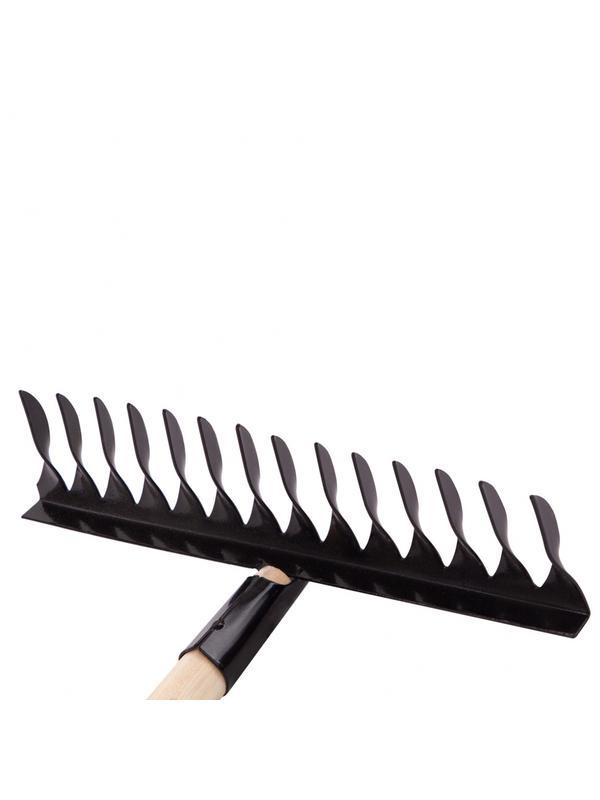 Грабли стальные, 350х1300 мм, 14 витых зубьев, деревянный черенок, Россия, Сибртех