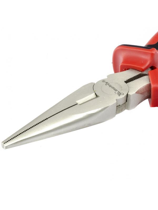 Длинногубцы прямые Nickel, 160 мм, никелированные, двухкомпонентные рукоятки Matrix