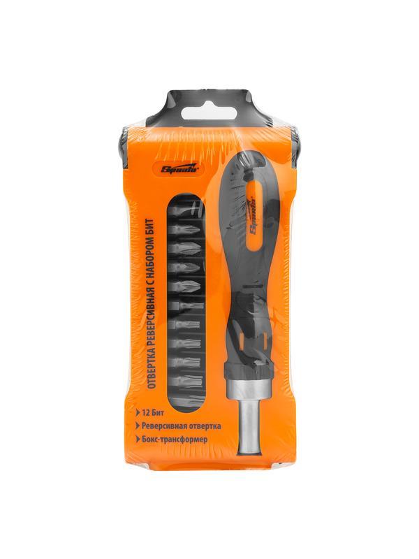Отвертка реверсивная с набором бит, CrV, 12 шт, Sparta
