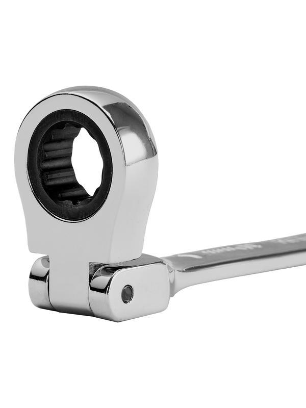 Ключ комбинированный трещоточный, 10 мм, CrV, шарнирный, зеркальный хром Matrix Professional