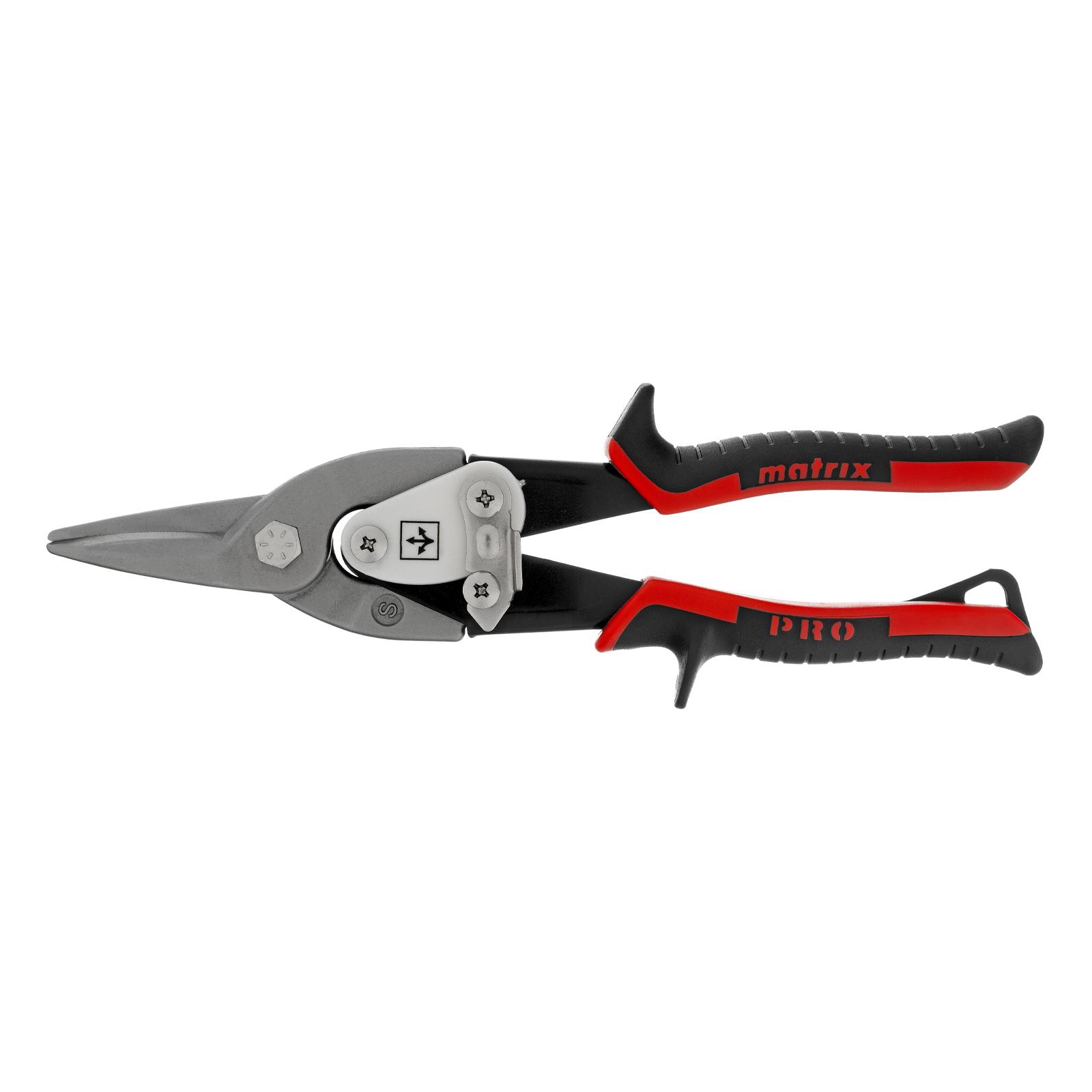 Ножницы по металлу, 250 мм, прямой рез, сталь CRMO, двухкомпонентные рукоятки, PRO Matrix