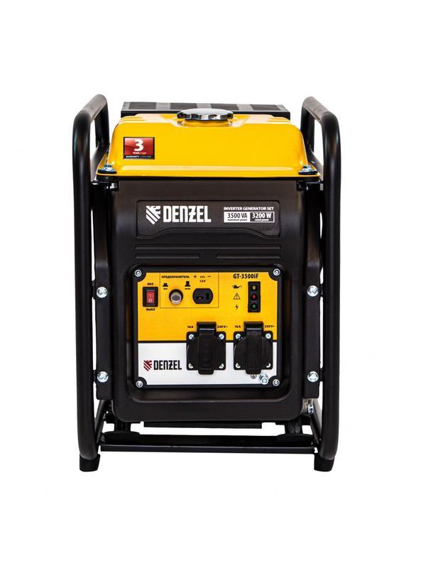 Генератор инверторный GT-3500iF, 3.5 кВт, 230 В, бак 5 л, открытый корпус, ручной старт Denzel