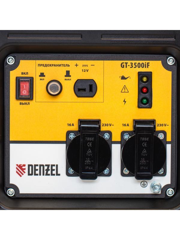 Генератор инверторный GT-3500iF, 3.5 кВт, 230 В, бак 5 л, открытый корпус, ручной старт Denzel