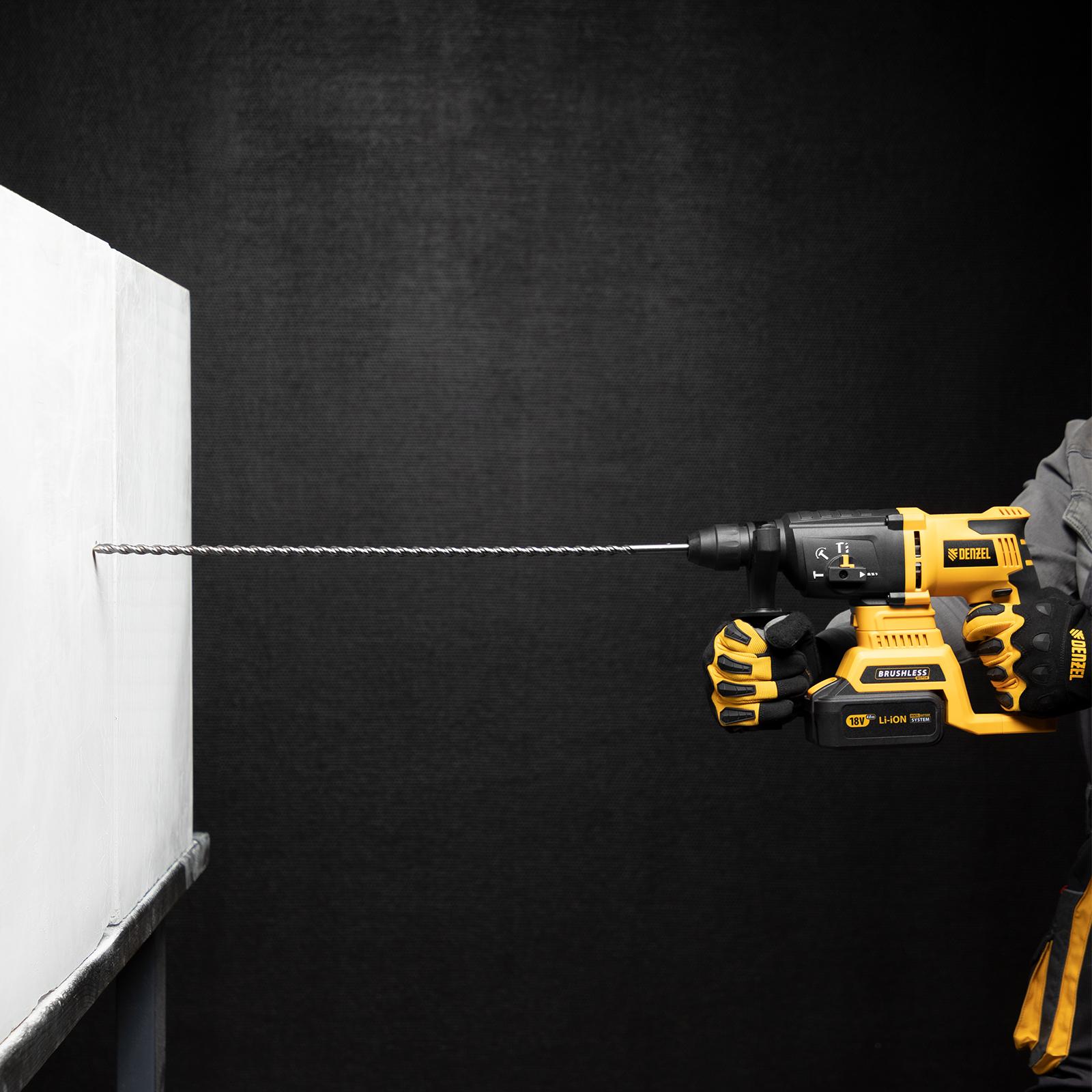 Бур по бетону, двойная спираль, три пылеотводящие кромки, 12 x 600 мм DENZEL