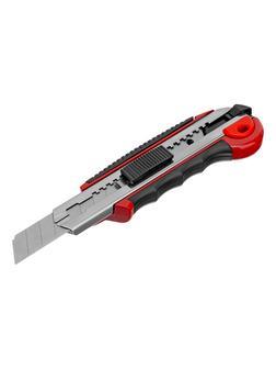 Нож, 18 мм, выдвижное лезвие, металлическая направляющая, обрезиненная ручка, 5 лезвий Matrix