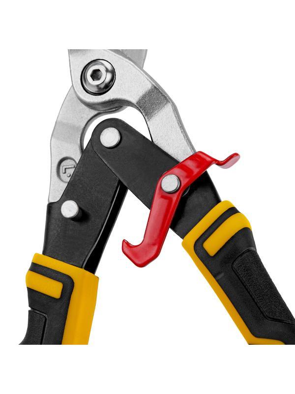 Ножницы по металлу, 270 мм, прямой и левый рез, сталь-СrMo, трехкомпонентные рукоятки Denzel