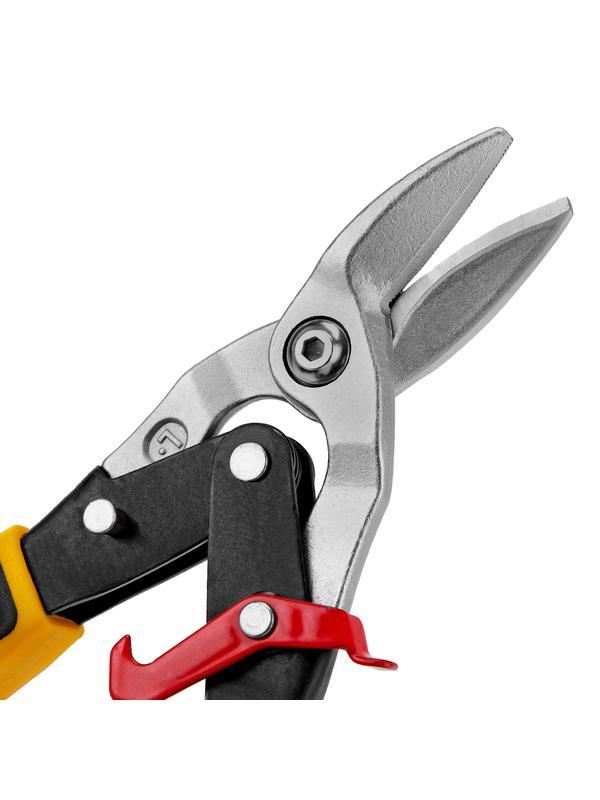 Ножницы по металлу, 270 мм, прямой и левый рез, сталь-СrMo, трехкомпонентные рукоятки Denzel