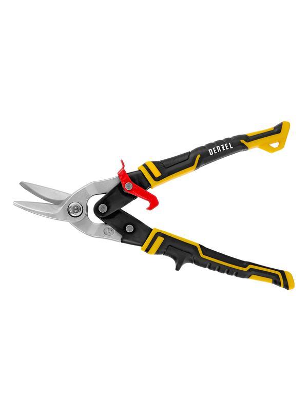 Ножницы по металлу, 270 мм, прямой и левый рез, сталь-СrMo, трехкомпонентные рукоятки Denzel
