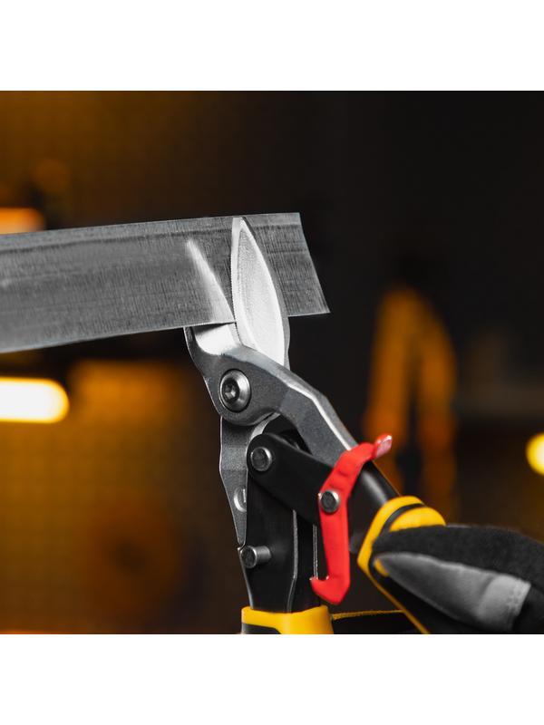 Ножницы по металлу, 270 мм, прямой и левый рез, сталь-СrMo, трехкомпонентные рукоятки Denzel