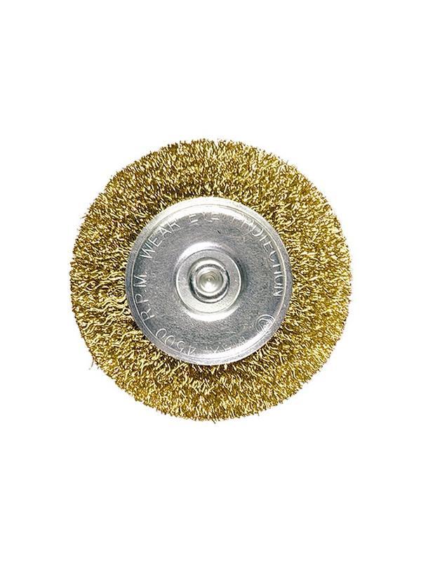 Щетка для дрели, 60 мм, плоская со шпилькой, латунированная витая проволока Matrix