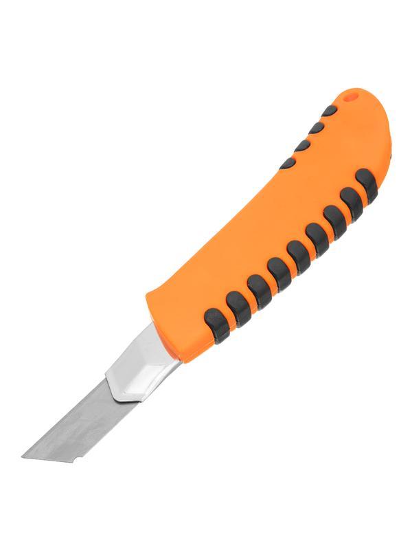 Нож, 18 мм, выдвижное лезвие, металлическая направляющая, пластиковый двухкомпонентный корпус Sparta