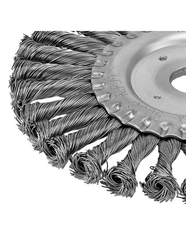Щетка для УШМ 175 мм, посадка 22.2 мм, плоская, крученая металлическая проволока Сибртех