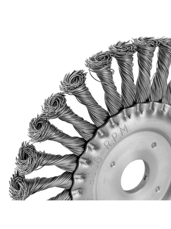 Щетка для УШМ 175 мм, посадка 22.2 мм, плоская, крученая металлическая проволока Сибртех