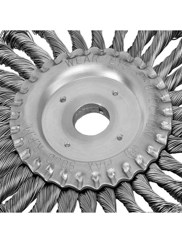 Щетка для УШМ 175 мм, посадка 22.2 мм, плоская, крученая металлическая проволока Сибртех