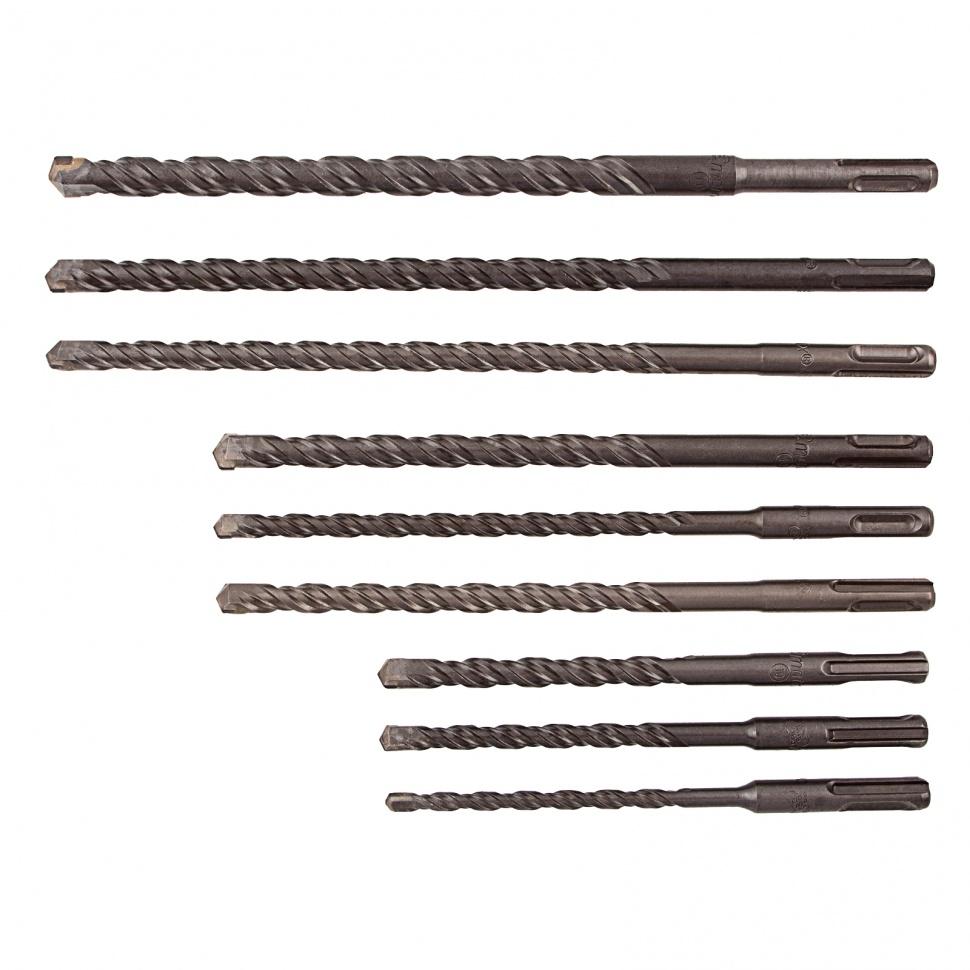 Набор буров по бетону, 6-8-10 х 160, 8-10-12 х 210, 10-12-14 х 260 мм, зубила 4 шт, SDS Plus Matrix