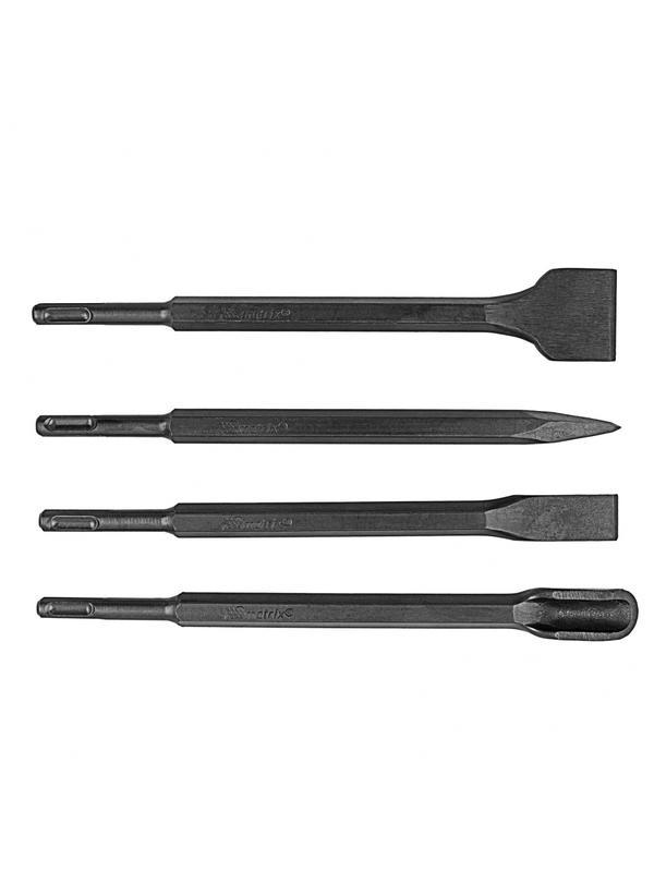 Набор буров по бетону, 6-8-10 х 160, 8-10-12 х 210, 10-12-14 х 260 мм, зубила 4 шт, SDS Plus Matrix