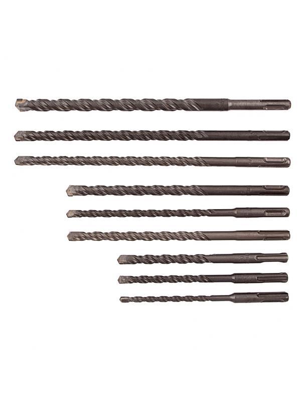 Набор буров по бетону, 6-8-10 х 160, 8-10-12 х 210, 10-12-14 х 260 мм, зубила 4 шт, SDS Plus Matrix