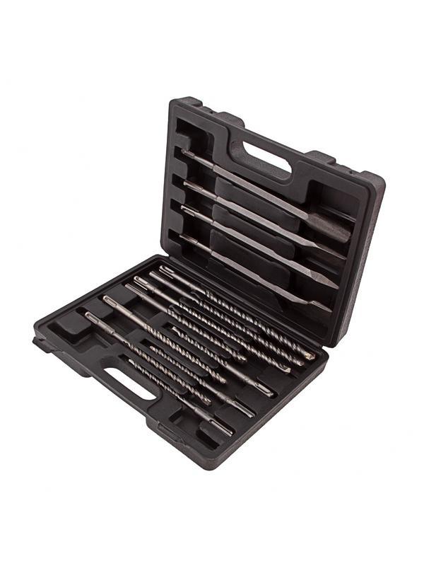 Набор буров по бетону, 6-8-10 х 160, 8-10-12 х 210, 10-12-14 х 260 мм, зубила 4 шт, SDS Plus Matrix