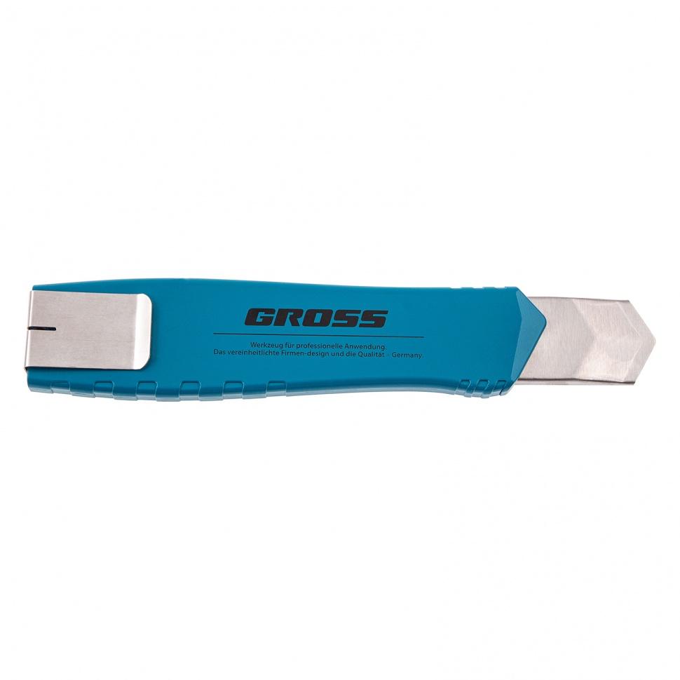 Нож, 195 мм, металлический корпус, выдвижное сегментное лезвие 25 мм (SK-5), металлическая направляющая, клипса для ремня Gross