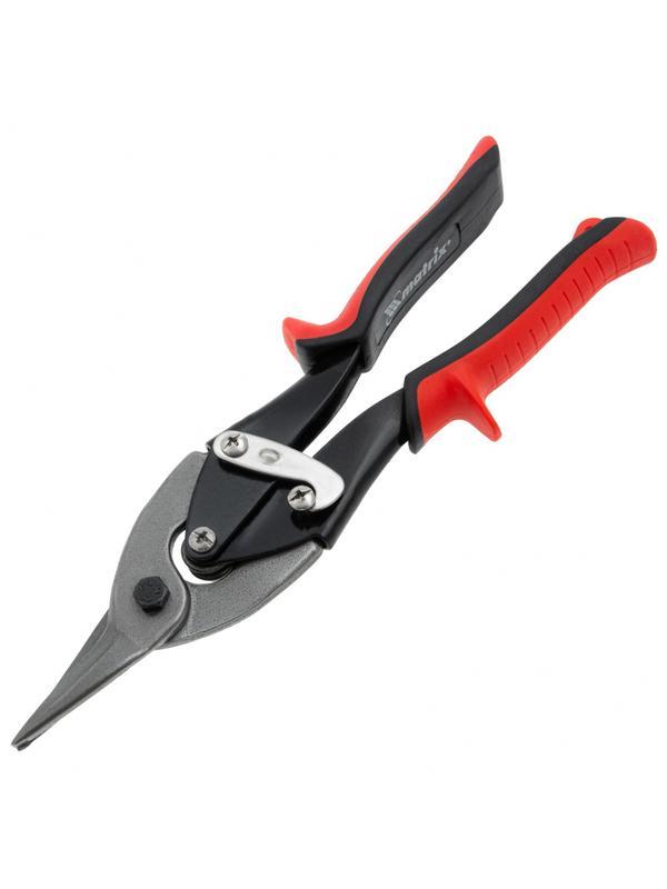 Ножницы по металлу, 250 мм, пряморежущие, для тонкого металла, обрезиненные рукоятки Matrix