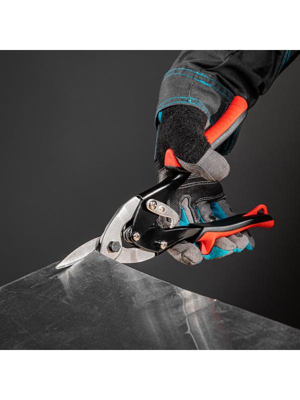 Ножницы по металлу, 250 мм, пряморежущие, для тонкого металла, обрезиненные рукоятки Matrix