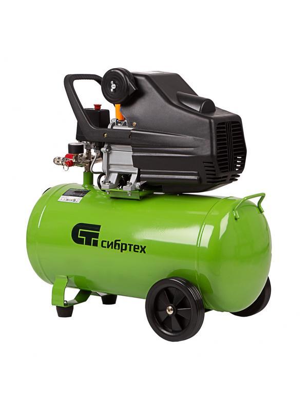 Компрессор воздушный КК-1500/50, 1.5 кВт, 198 л/мин, 50 л, прямой привод, масляный Сибртех