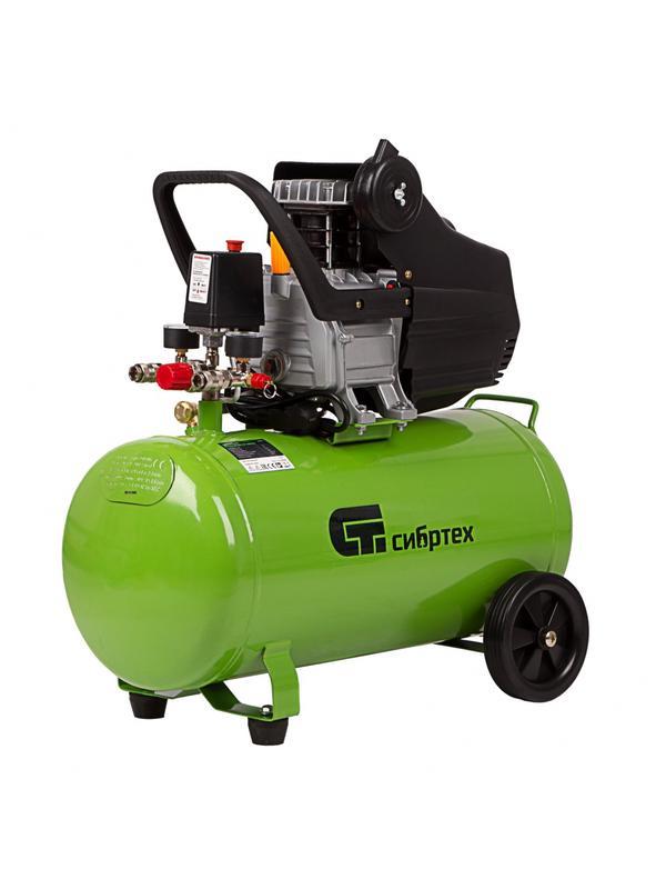 Компрессор воздушный КК-1500/50, 1.5 кВт, 198 л/мин, 50 л, прямой привод, масляный Сибртех