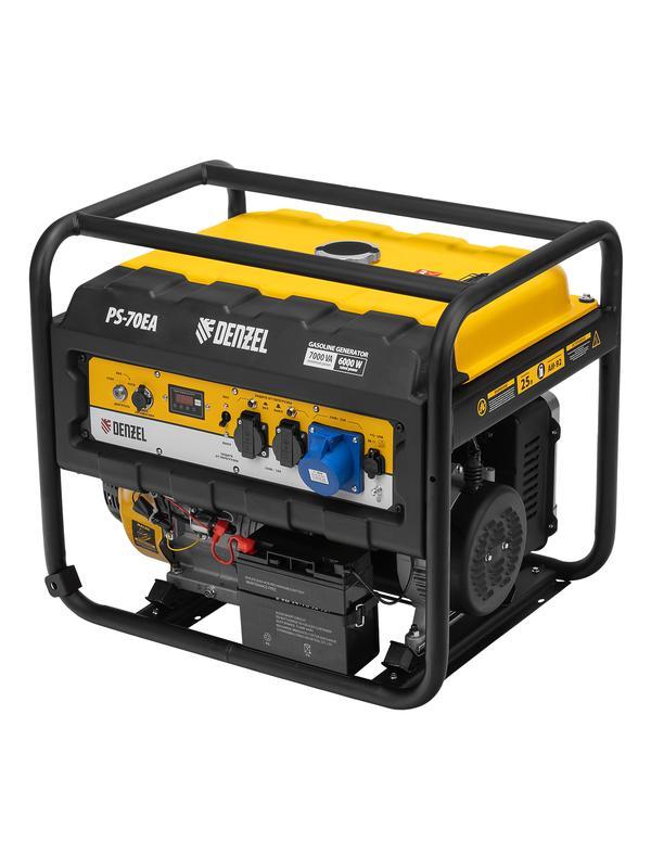 Генератор бензиновый PS 70 EA, 7.0 кВт, 230 В, 25 л, коннектор автоматики, электростартер Denzel