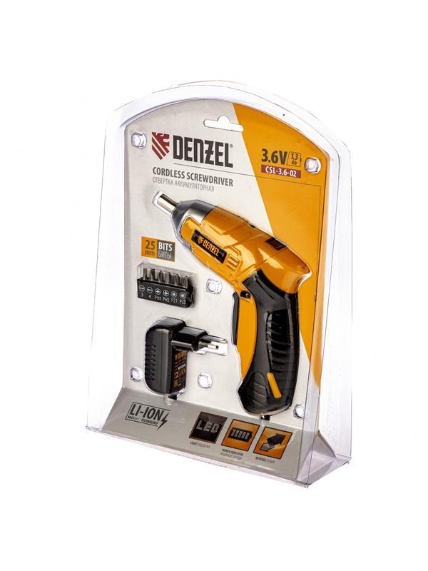 Отвертка аккумуляторная CSL-3.6-02, Li-Ion, 3.6 В, 1.3 А*ч, в блистере Denzel