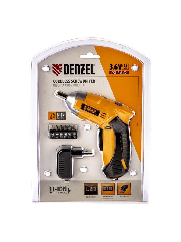 Отвертка аккумуляторная CSL-3.6-02, Li-Ion, 3.6 В, 1.3 А*ч, в блистере Denzel