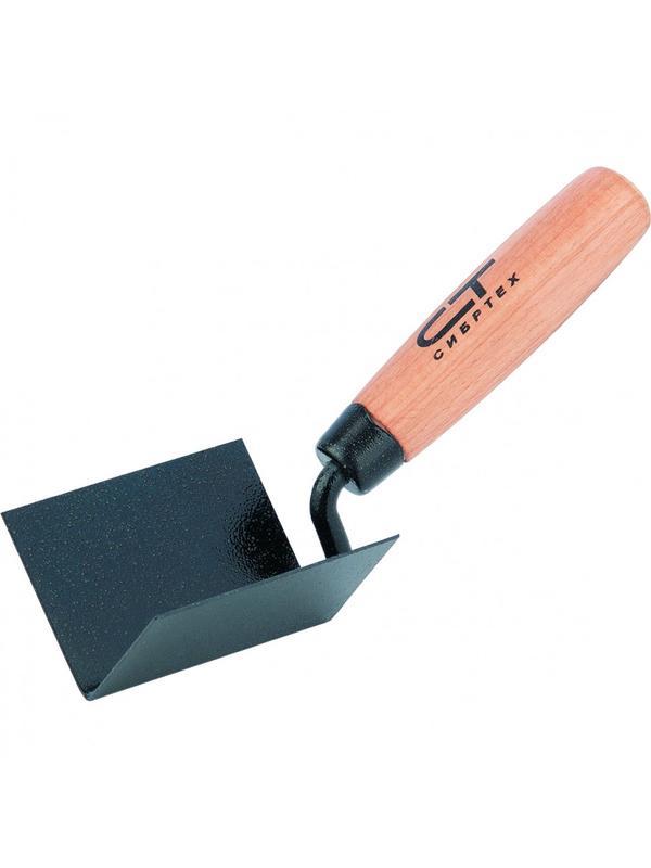 Кельма угловая, 80 х 60 х 60 мм, стальная, для внутренних углов, буковая ручка Сибртех