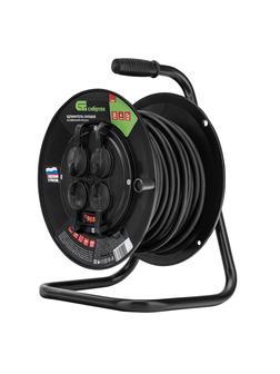 Удлинитель силовой на кабельной катушке, ПВС, 25 м, 4 розетки с крышкой, IP44, 16А, УХз16, Россия Сибртех