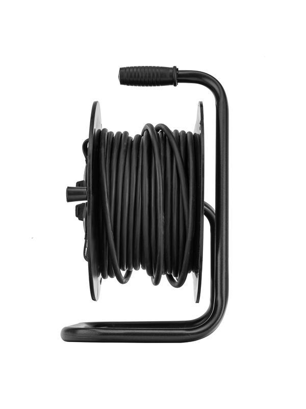 Удлинитель силовой на кабельной катушке, ПВС, 25 м, 4 розетки с крышкой, IP44, 16А, УХз16, Россия Сибртех