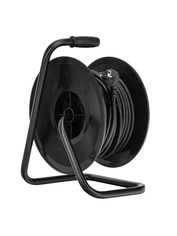 Удлинитель силовой на кабельной катушке, ПВС, 25 м, 4 розетки с крышкой, IP44, 16А, УХз16, Россия Сибртех