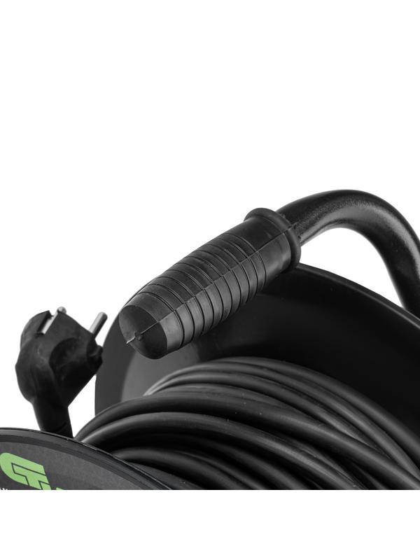 Удлинитель силовой на кабельной катушке, ПВС, 25 м, 4 розетки с крышкой, IP44, 16А, УХз16, Россия Сибртех