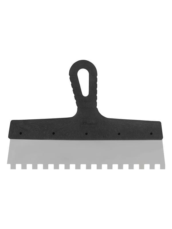 Шпатель из нержавеющей стали, 300 мм, зуб 10 х 10 мм, пластмассовая ручка Сибртех