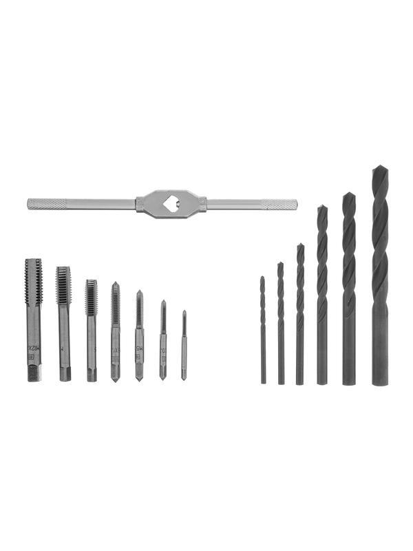 Набор сверл 2.5-10.2, метчиков М3-М12, 15 предметов Сибртех