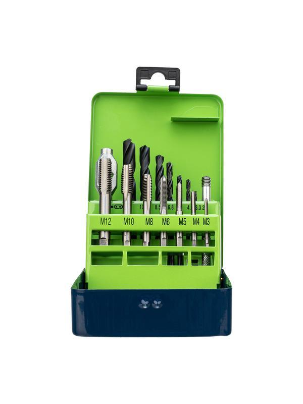 Набор сверл 2.5-10.2, метчиков М3-М12, 15 предметов Сибртех