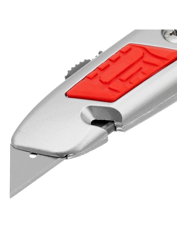 Нож, 19 мм, выдвижное трапециевидное лезвие, отделение для лезвий, метал. корпус Matrix