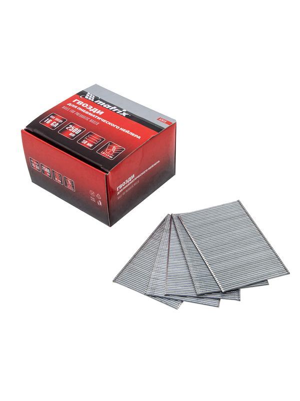 Гвозди для пневматического нейлера 16GA, сечение 1.6 х 1.4, длина 50 мм, 2500 шт Matrix