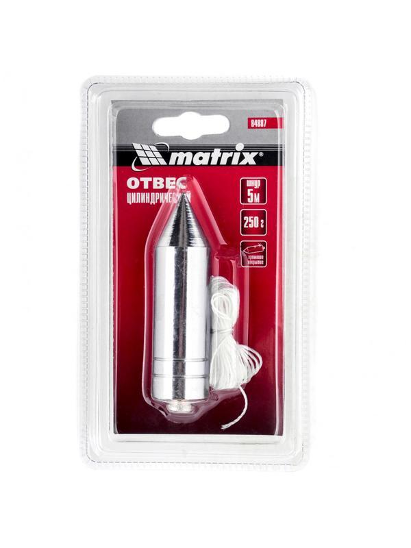 Отвес цилиндрический, 250 г, шнур 5 м Matrix