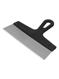 Шпатель из нержавеющей стали, 250 мм, зуб 4 х 4 мм, пластмассовая ручка Сибртех
