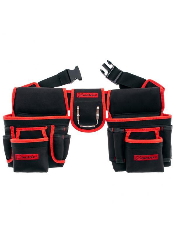 Сумка-пояс двойная, 20 карманов, держатель для молотка Matrix