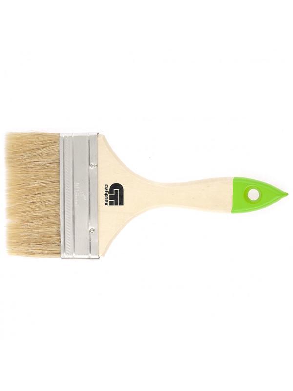 Кисть плоская 100 мм, натуральная щетина, деревянная ручка Сибртех