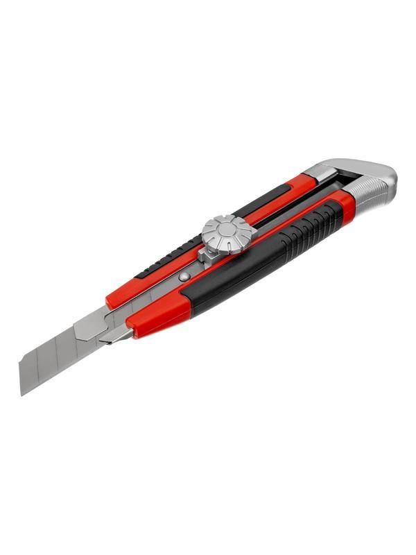 Нож, 18 мм, выдвижное лезвие, металлическая направляющая, винтовой фиксатор лезвия Matrix